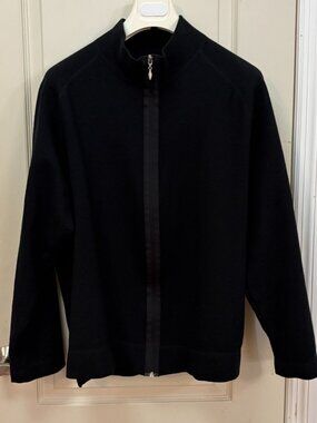 Ryan Robert Men's Size XXL 100% Wool Full Zip Crew Neck Sweater/Jacket. Black